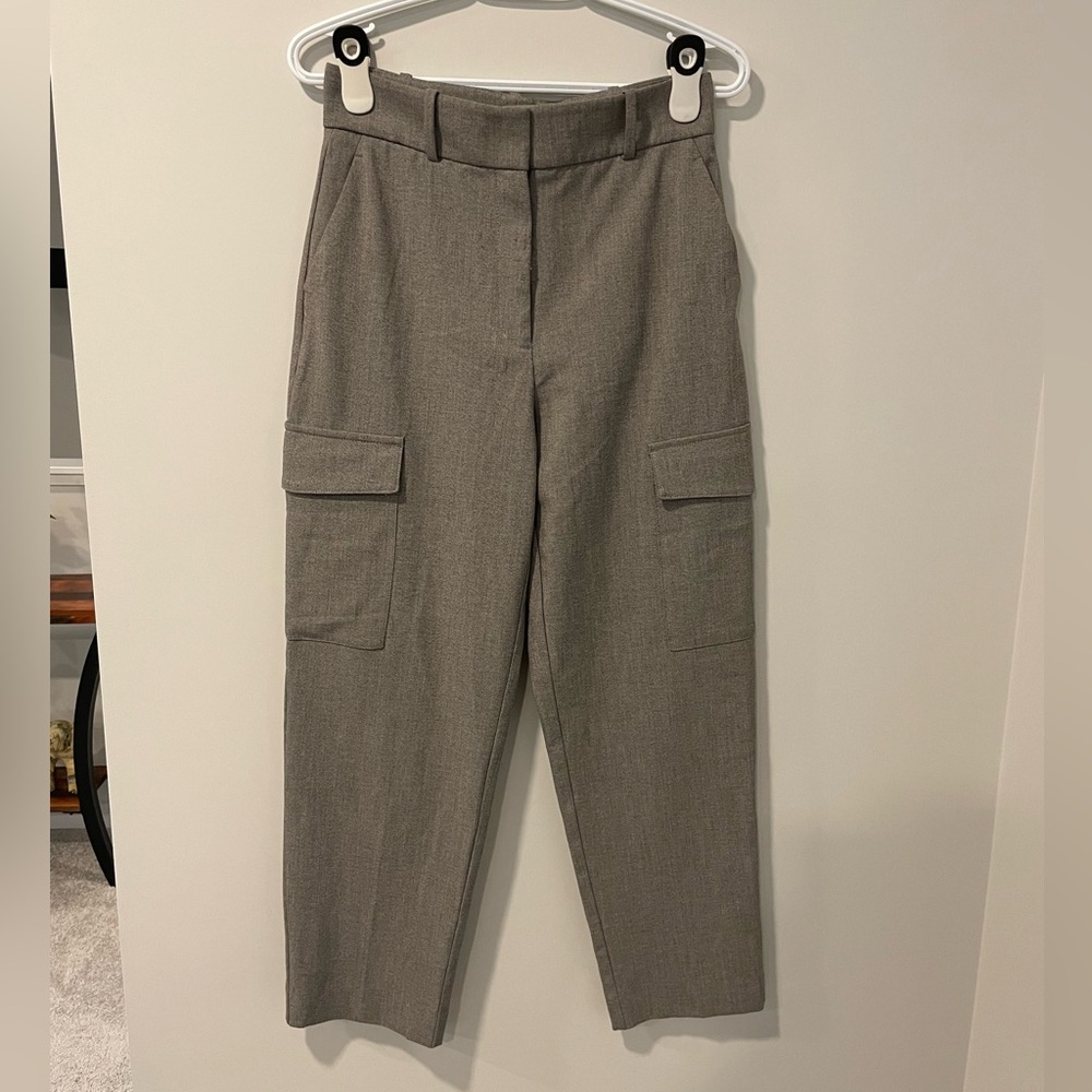 Never Worn! Mango Grey High Rise Dressy Cargo Pants